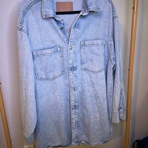 Light Blue Denim Button-Up Shirt